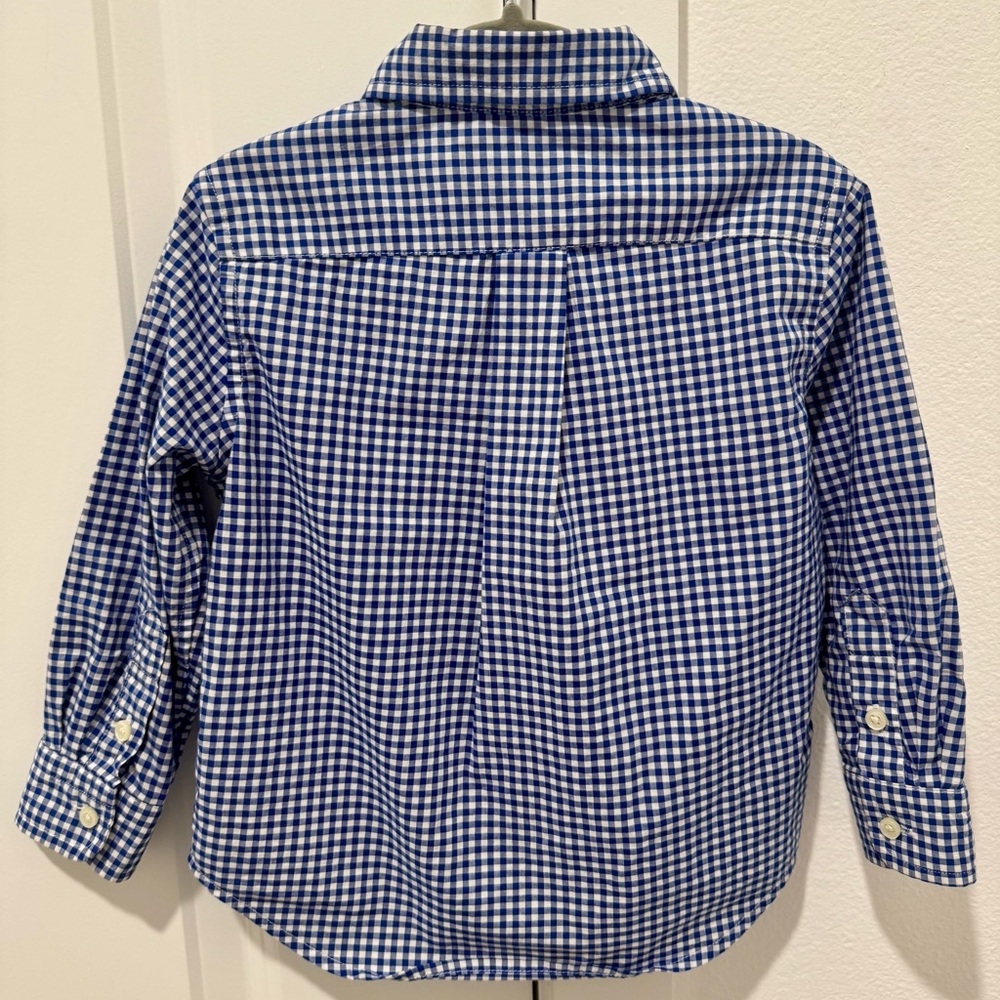 Ralph Lauren Navy Gingham Cotton Poplin Shirt - Picture 4 of 7